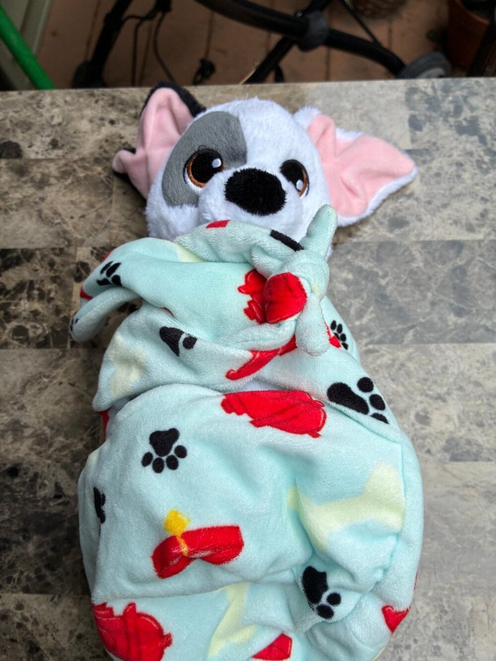 Disney Parks Babies 12” 101 Dalmatians Patch Puppy Plush  Swaddled Blanket Pouch